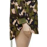 Camo Print Zipper Drawstring Casual Fashion Plus Size Dress