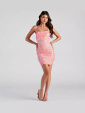 Pink Sequin Embellished Mini Party Dress