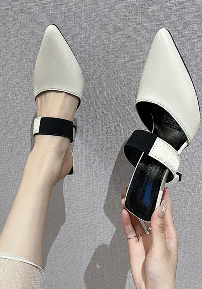 Plus Size Sandals Fashion Stiletto High Heels Pointed Toe Slipper Mule Slip On Shoes