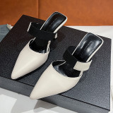 Plus Size Sandals Fashion Stiletto High Heels Pointed Toe Slipper Mule Slip On Shoes