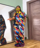 Sexy Printed Wide Leg Zipper Loose Jumpsuit