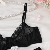 Sexy Maid Cosplay Lingerie See-Through White Lace Contrast Uniform 3 Piece Set