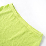 Solid Twisted Sleeveless Tank Top Bodycon Skirt 2PCS Set