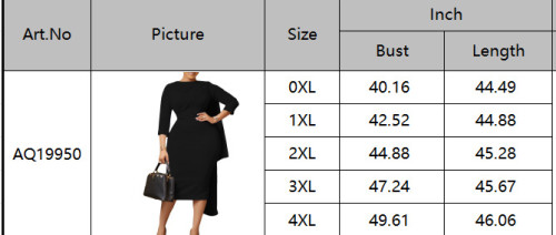 Plus Size Solid Patchwork 3/4 Sleeve Bodycon Dress