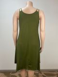 Plus Size Army Green Straps Loose Casual Dress