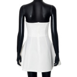 Solid Strapless Low Back Short Dress