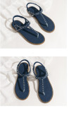 Plus Size Bohemian Studded Flat Flip-Toe Sandals Trendy Casual Beach Sandal