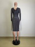 Sexy Shiny Two Way Long Sleeve Slim Dress