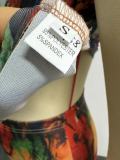 Sexy Printed Slash Shoulder Crop Top and Bodycon Skirt 2PCS Set