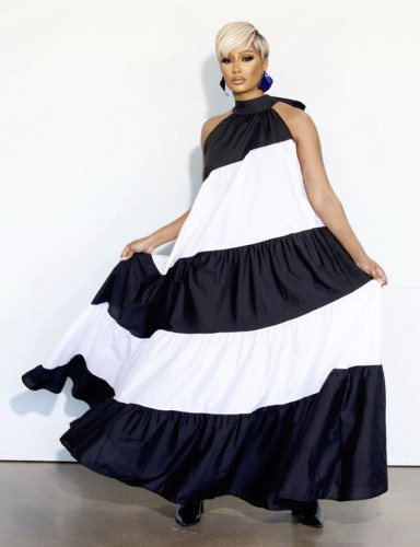 Halter Striped Loose Maxi Dress