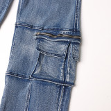 Stylish Casual Multi-Pocket Cargo Jeans Denim Pants