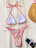 Sexy Floral Print Triangle Bikini Two Pieces Swimsuit