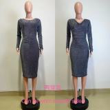 Sexy Shiny Two Way Long Sleeve Slim Dress