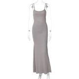 Sexy Low Back Cut Out Strap Maxi Dress