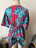 Printed Tie Waist V-Neck Casual Playsuit