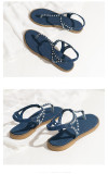 Plus Size Bohemian Studded Flat Flip-Toe Sandals Trendy Casual Beach Sandal
