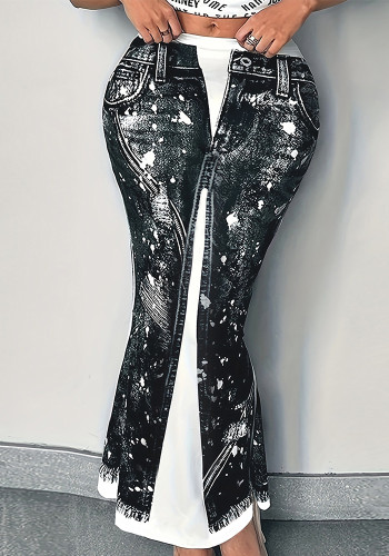 Plus Size Elegant Printed Maxi Skirt