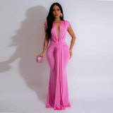 Sexy Solid Sexy Plunge Neck Sleeveless Maxi Dress