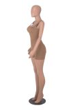 Sleeveless Square Neck Ribbed Low Back Solid Sports Rompers