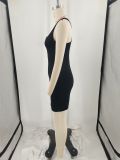 Black Pin Sleeveless Bodycon Tank Dress