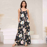 Casual Straps Printed Wide Leg Jumpsuit