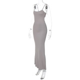 Sexy Low Back Cut Out Strap Maxi Dress
