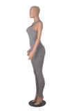 Solid One Shoulder Ribbed Yoga Sleeveless Jumpsuit