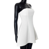 Solid Strapless Low Back Short Dress