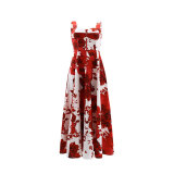 Red Rose Printed Chic Elegant Swing Dress