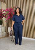 OL Two Piece Set Linen Short Sleeve Shirt Casual Pants