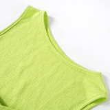 Solid Twisted Sleeveless Tank Top Bodycon Skirt 2PCS Set