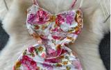 Fashion Floral Print Sexy Low Back Strap Maxi Dress