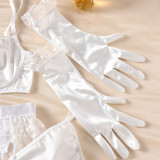 Lace Ruffle Skirt Sexy Lingerie with Gloves 4PCS Set