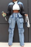 Stylish Casual Multi-Pocket Cargo Jeans Denim Pants