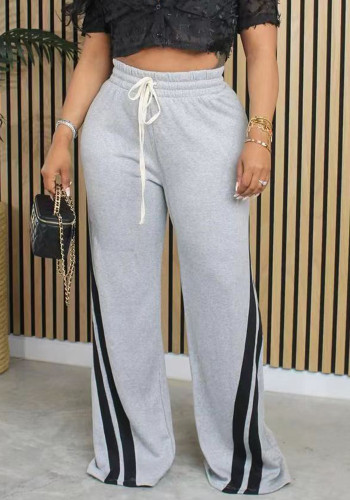 Trendy Striped Patchwork Casual Pants