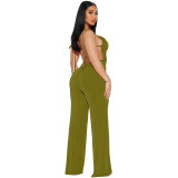 Ruched Straps Backless Sexy Jumpsuit