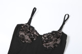 Sexy Lace Patchwork Straps Chic Slim Long Dress