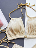 Sexy Lace Up Beige One-Piece Bikini Swimsuit