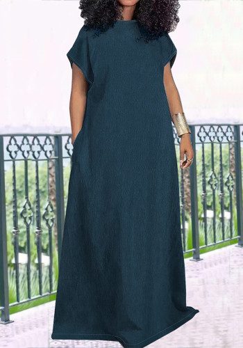 Plus Size Denim Sleeveless V-Back Casual Long Dress