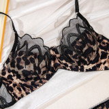 Lace Lingerie Set Leopard Print Bra Pantie Set Sexy Underwear