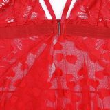 Sexy Lingerie Heart Mesh Irregular Pearl Backless Straps Nightgown