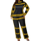 Plus Striped Two Piece Pants Set