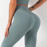 Ribbed Stretchy Workout Leggings High Waist Yoga Sports Pants
