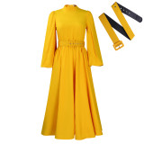 Mock Neck Long Sleeve Chic Belted Slim Fit Swing Dress