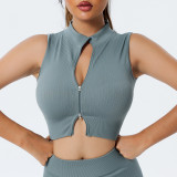Seamless Yogawear Sports Long Sleeve Zipper Crop Top