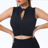 Seamless Yogawear Sports Zipper Tank Sleeveless Crop Top