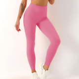 Ribbed Stretchy Workout Leggings High Waist Yoga Sports Pants