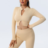 Seamless Yogawear Sports Zipper Tank Sleeveless Crop Top