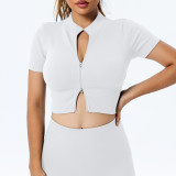 Seamless Yogawear Sports Zipper Tank Sleeveless Crop Top
