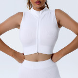 Seamless Yogawear Sports Zipper Tank Sleeveless Crop Top